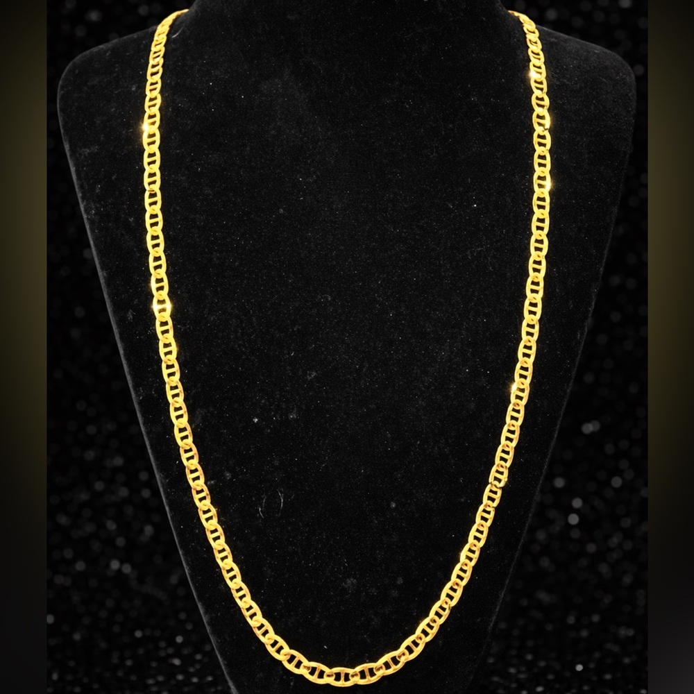 18k Gold Technibond Diamond cut gucci link statement men’s necklace vintage HSN